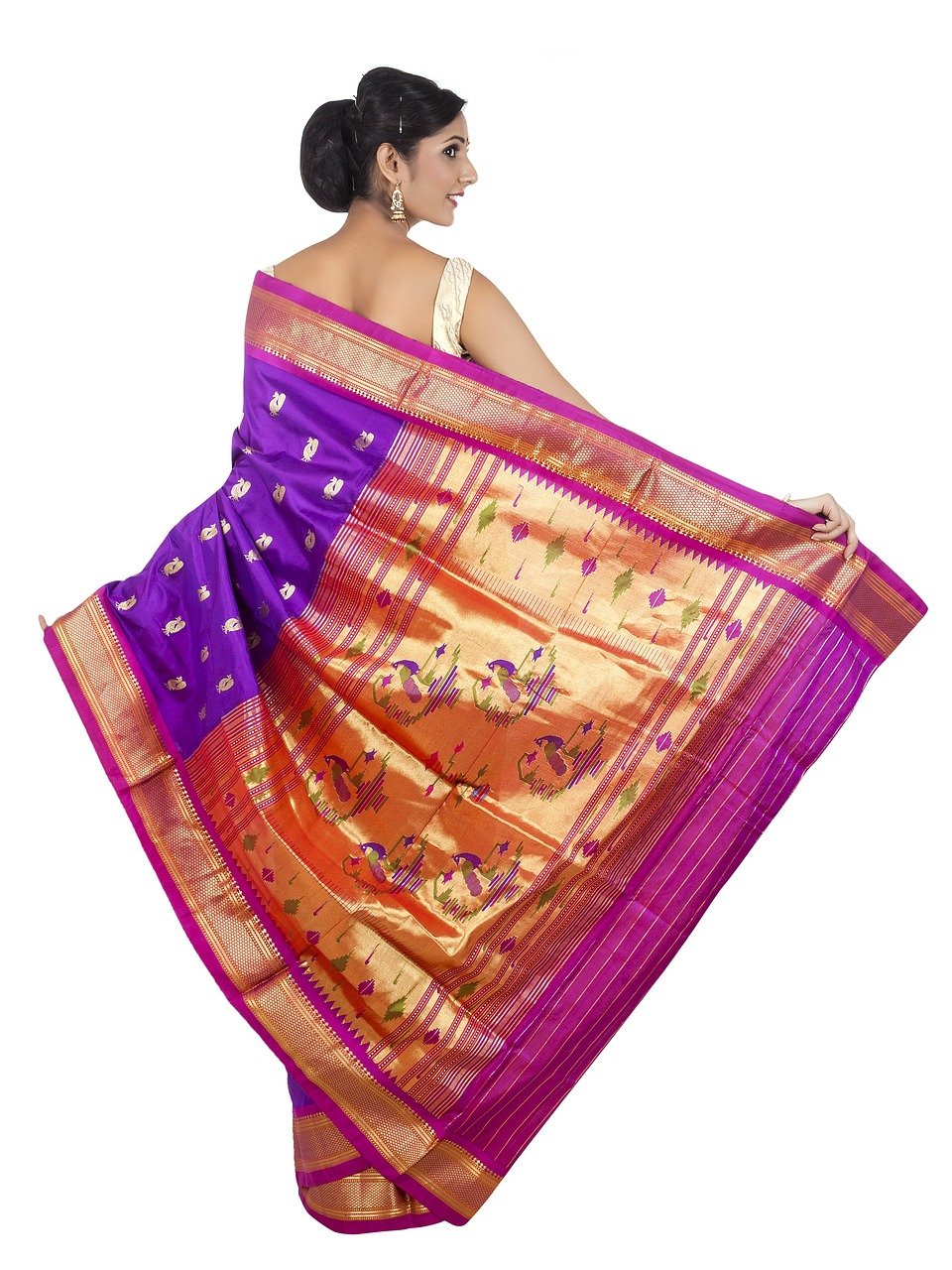 paithani saree, paithani silk, indian woman